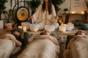 Sound healing session with singing bowls and gongs for relaxation in Scottsdale